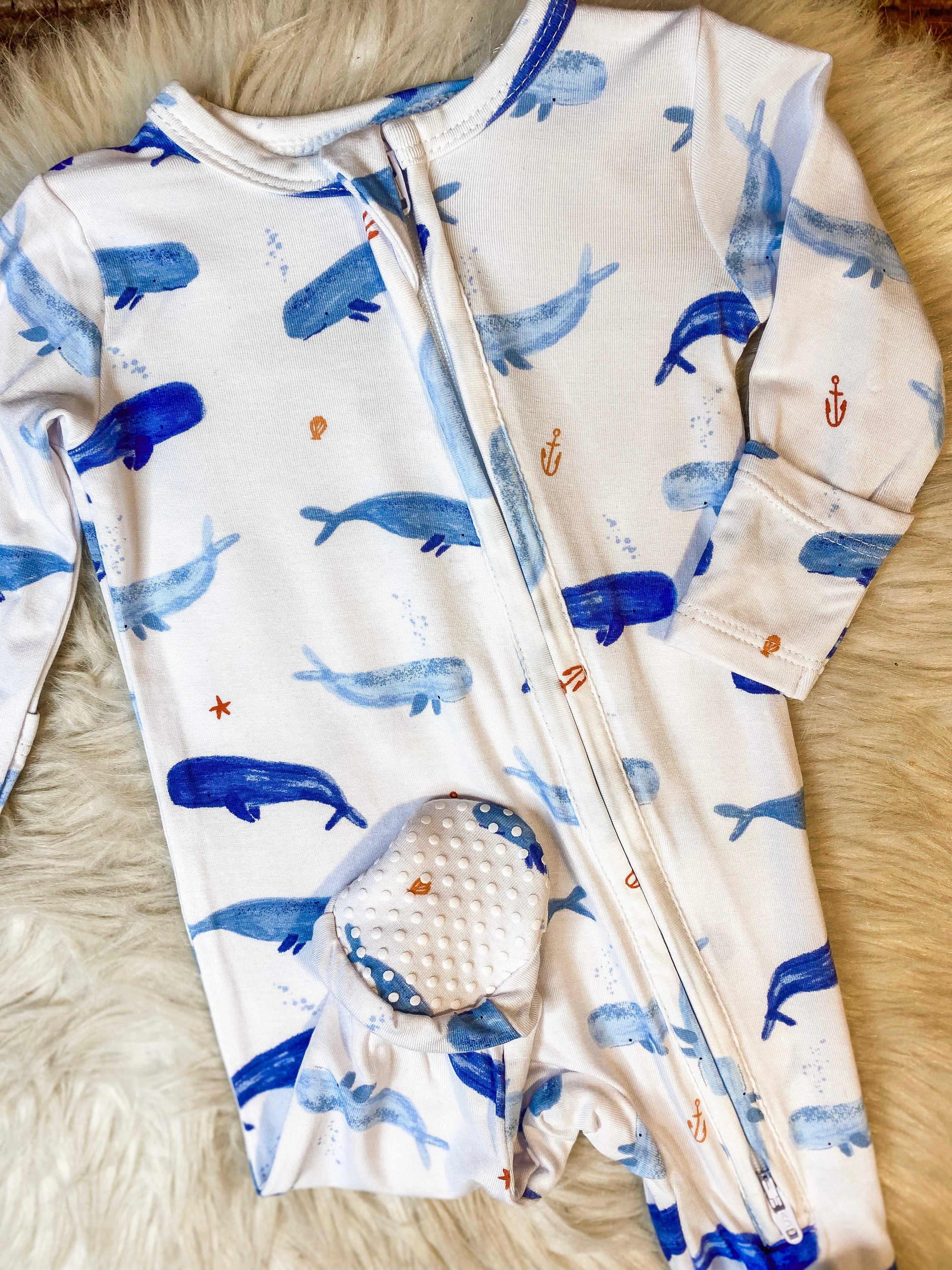 Angel Dear Whale Hello There 2 Way Zipper Footie