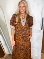 Load image into Gallery viewer, About Time Leopard Contrast Maxi Dress
