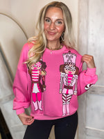 Load image into Gallery viewer, Sequin Nutcracker Pink Simply Southern Sweatshirt
