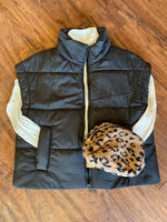 Load image into Gallery viewer, For Your Information Black Puffer Vest
