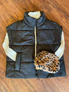 For Your Information Black Puffer Vest