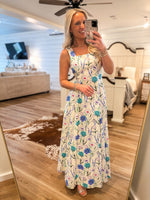 Load image into Gallery viewer, Soulful Bliss Blue Floral Maxi Dress
