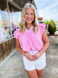 Sweet Spring Textured Pink Blouse