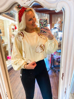 Load image into Gallery viewer, Coming To Town Sequin Santa Ivory Sweatshirt
