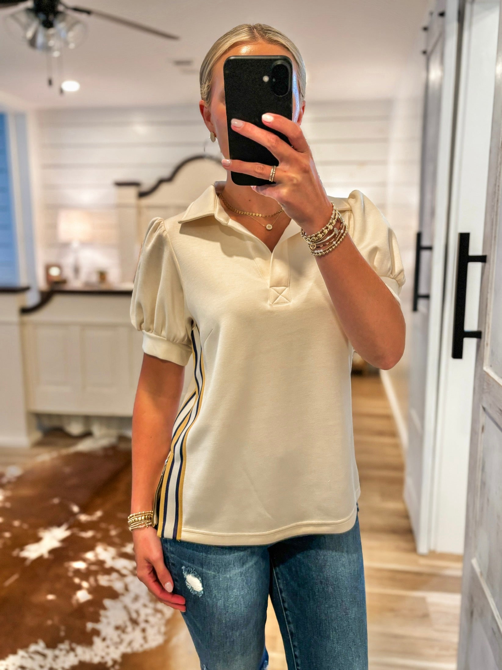 Always Ready Cream Contrast Blouse