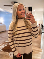Load image into Gallery viewer, Coming Over Taupe &amp; Brown Stripe Sweater
