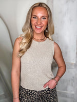 Load image into Gallery viewer, Dream Of Me Taupe Shimmer Knit Tank
