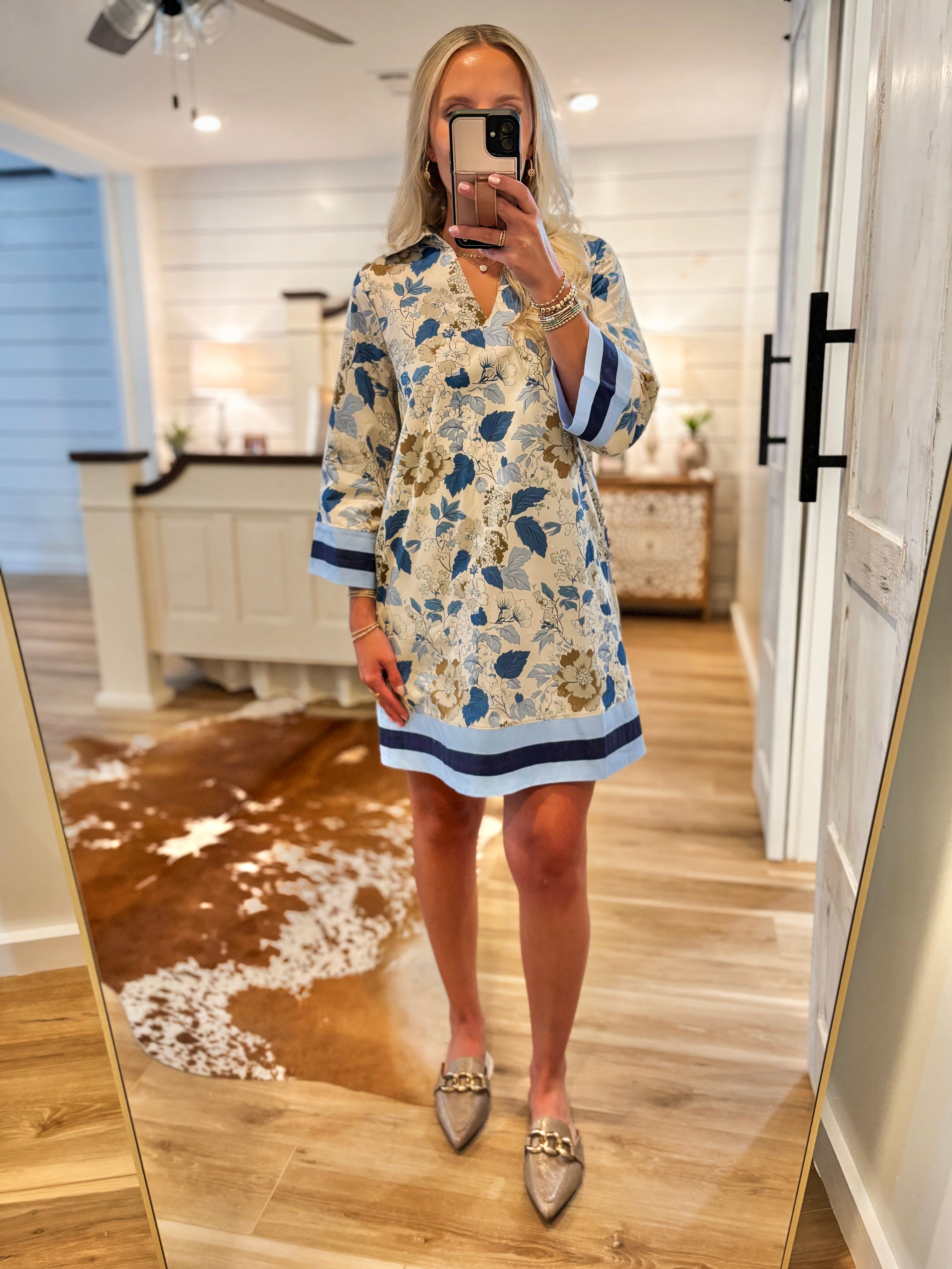 In The Wind Blue Floral Mini Dress