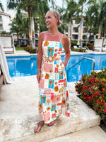 Load image into Gallery viewer, Amalfi Coast Strapless Tropical Midi Dress
