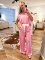 Load image into Gallery viewer, My Routine Pink Luxe Knit Tee &amp; Lounge Pant Set
