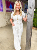 Load image into Gallery viewer, It&#39;s Not Over Ivory Tweed Jumpsuit
