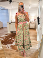 Load image into Gallery viewer, All Along Green/Pink Floral Midi Dress
