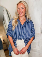 Load image into Gallery viewer, Happened To You Indigo Blouse
