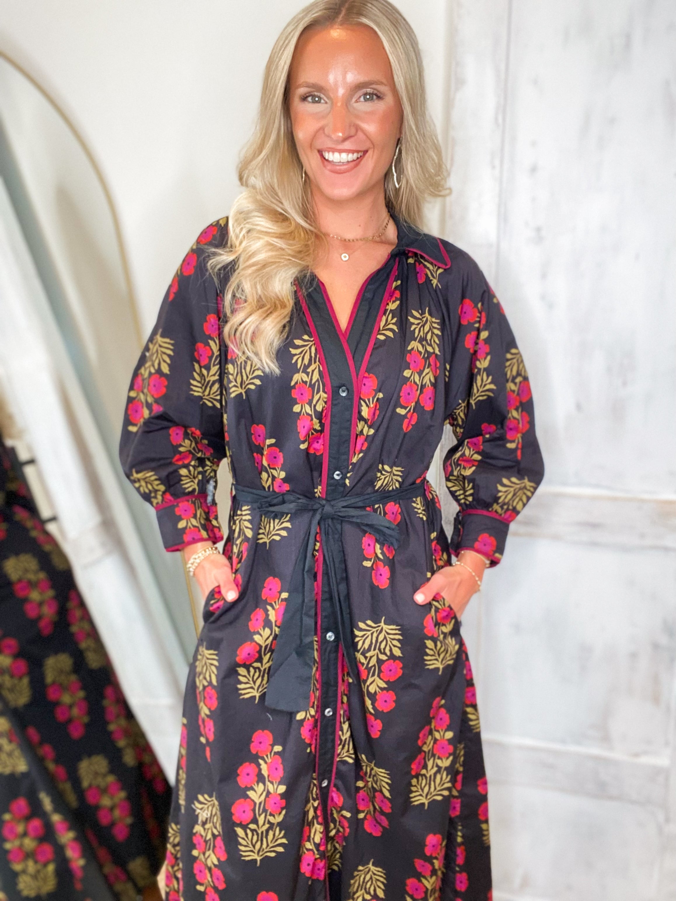 Always Knew Black Printed Midi Dress