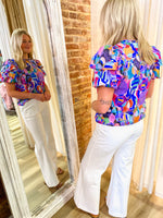 Load image into Gallery viewer, Make Today Better Purple Abstract Blouse
