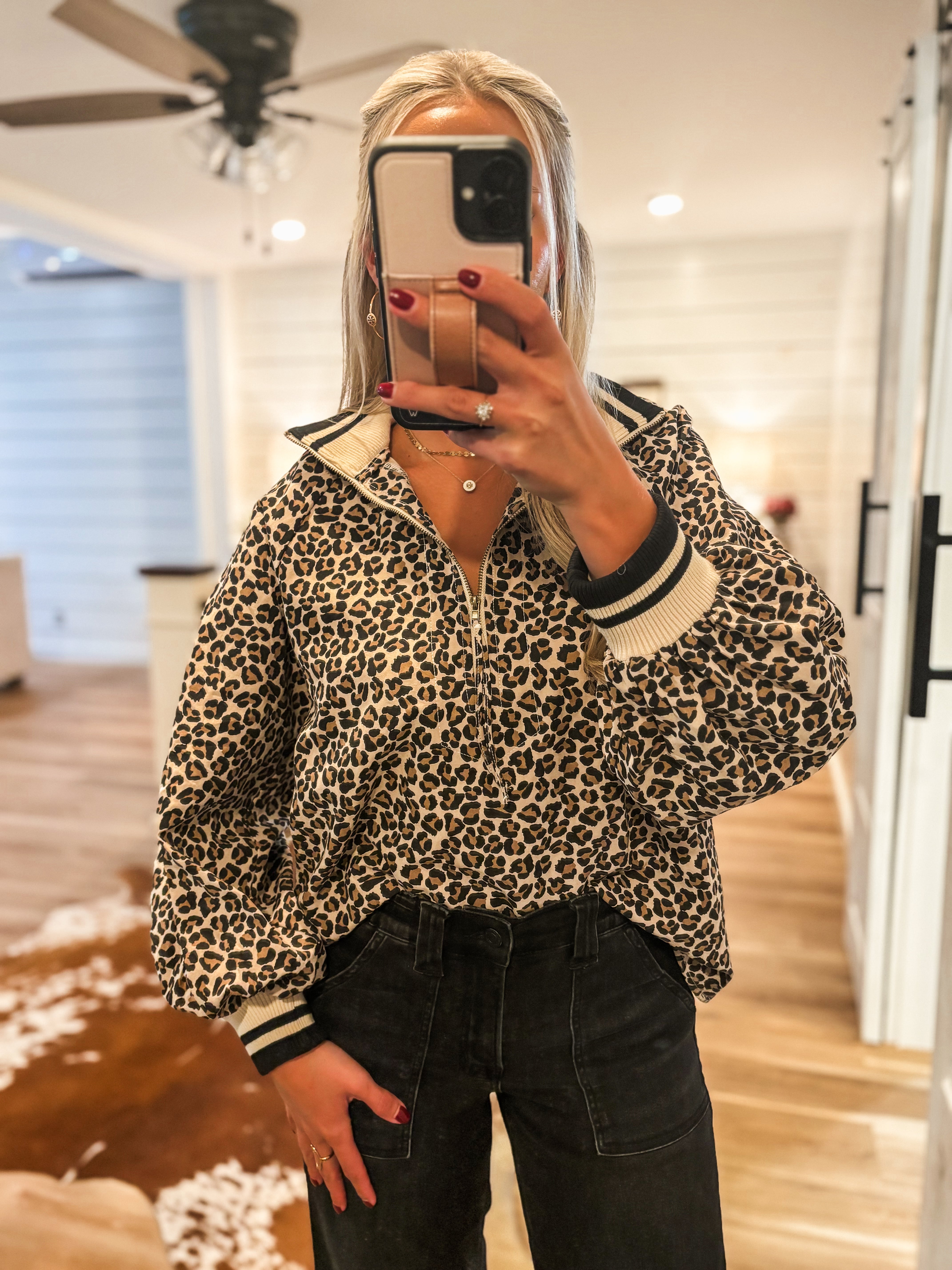 Half Way There Leopard Contrast Blouse