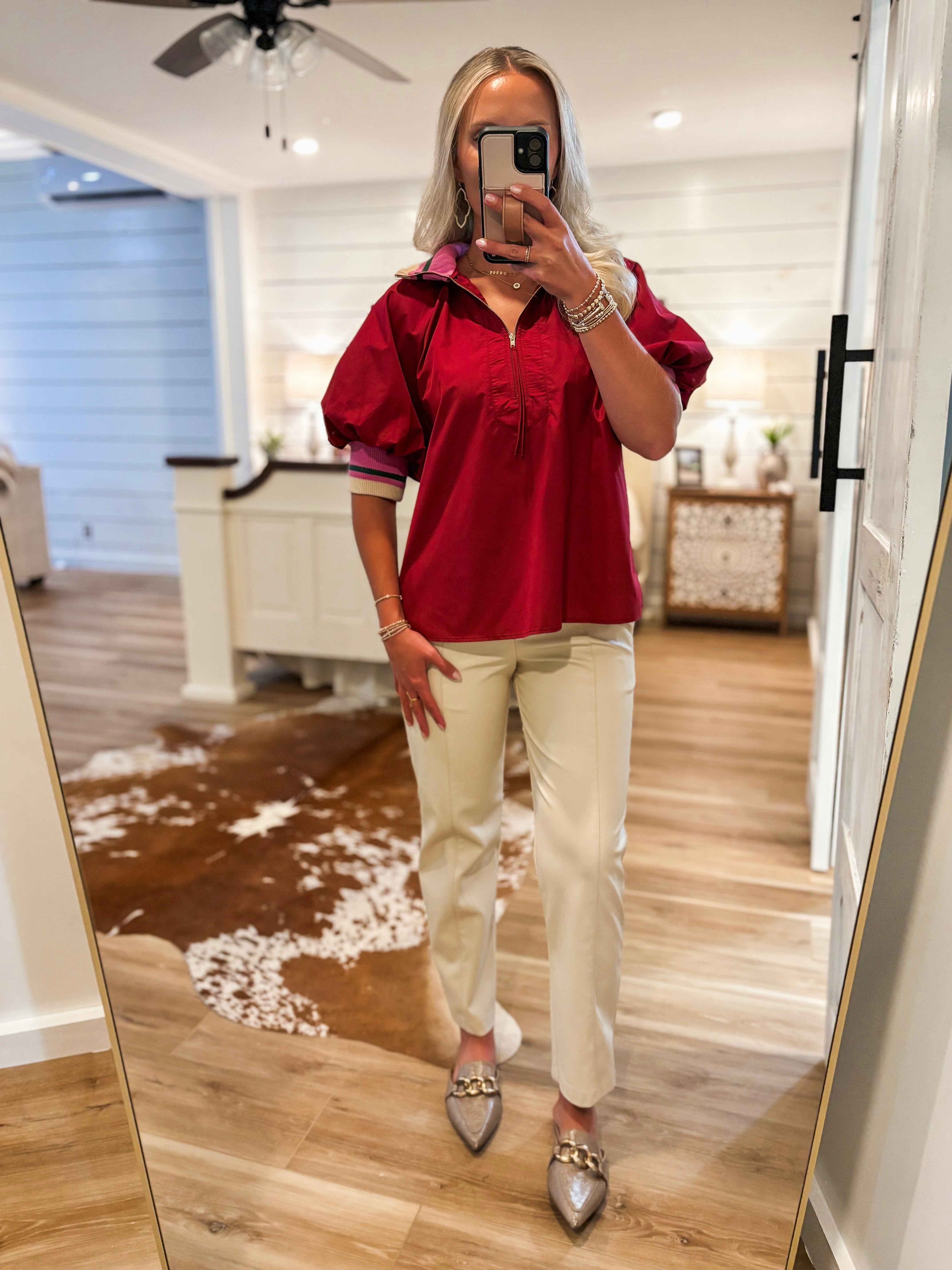 From Here Burgundy Contrast Blouse