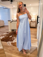 Load image into Gallery viewer, Stories Unfolding Light Blue Stripe Midi Dress
