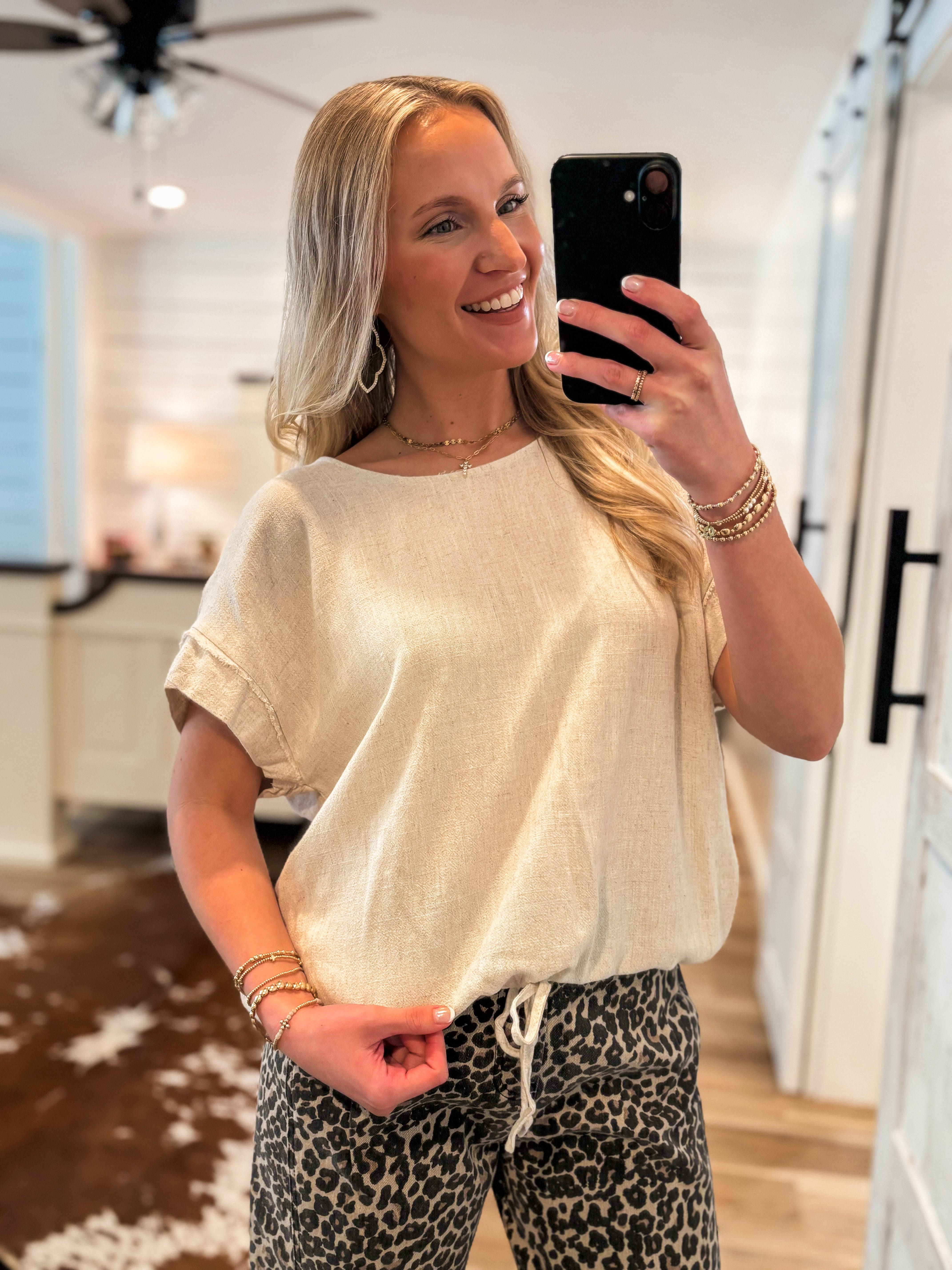 New Heights Oatmeal Linen Bubble Tee
