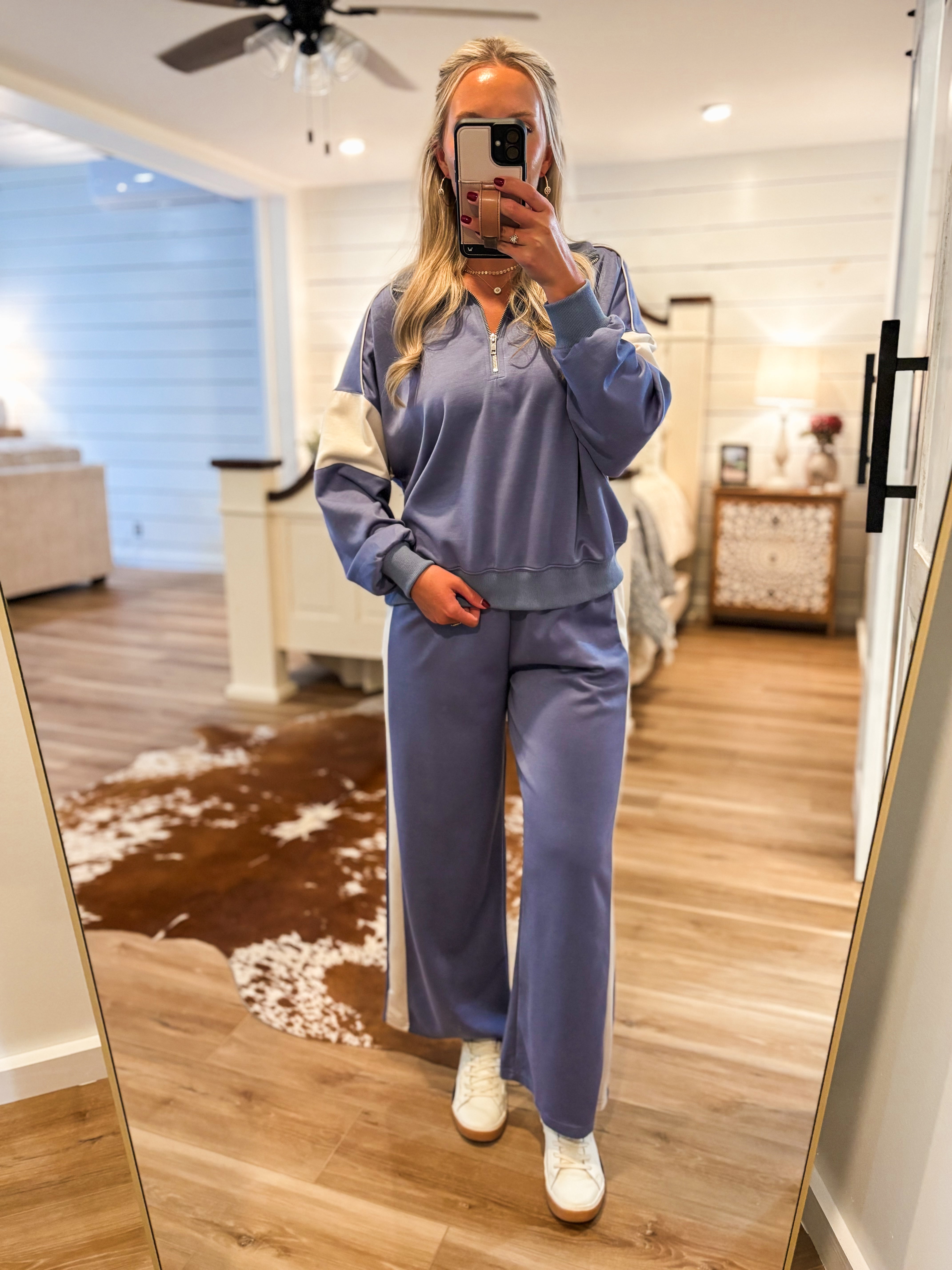 Time Will Tell Dusty Blue Pullover & Lounge Pant Set
