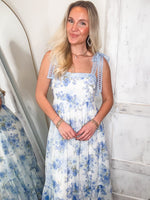 Load image into Gallery viewer, Adoring You Powder Blue &amp; White Floral Maxi Dress
