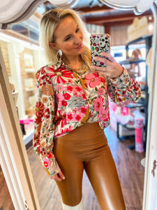 My Story Floral Button Down Blouse