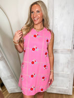 Load image into Gallery viewer, On Her Way Pink Floral Embroidered Shift Dress
