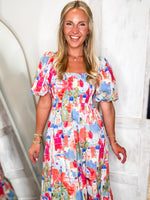 Load image into Gallery viewer, Italian Sunset Pink Multi Midi Dress
