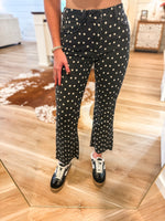 Load image into Gallery viewer, Black Polka Dot Just Black Cropped Flare Denim
