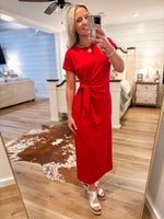 Load image into Gallery viewer, Stop By Red Luxe Knit Midi Dress
