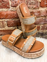 Load image into Gallery viewer, Walk Of Shame Tan Raffia Corkys Sandal

