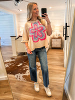 Load image into Gallery viewer, Good Mood Cream Flower Patch Tee
