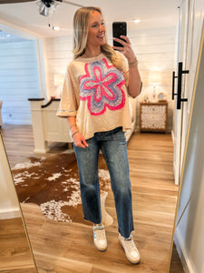 Good Mood Cream Flower Patch Tee