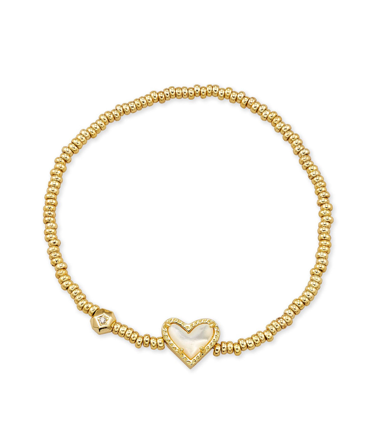 Ari Ivory Mother Of Pearl Heart Stretch Gold Bracelet