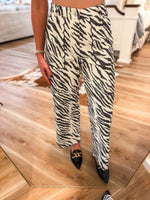 Load image into Gallery viewer, Gray &amp; Ecru Zebra Wide Leg Pant
