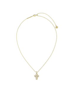 Pearl Cross Pendant Gold Necklace