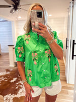 Load image into Gallery viewer, Day Out Kelly Green Embroidered Floral Blouse
