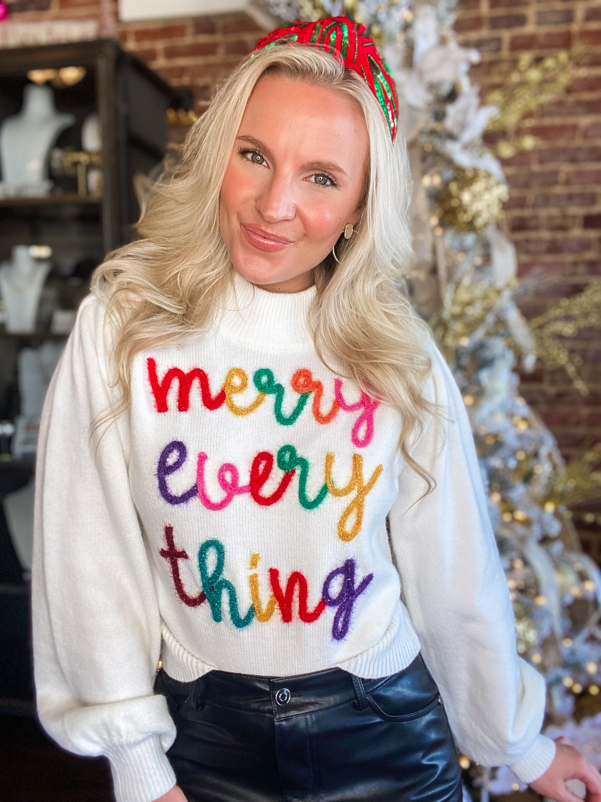 Merry Everything White Knit Sweater