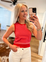 Load image into Gallery viewer, What I Need Red &amp; Pink Stripe Vest Blouse
