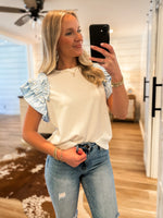 Load image into Gallery viewer, Take It Slow Pearl Studded Off White Blouse
