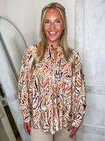 Load image into Gallery viewer, Strong Will Brown/Mustard Printed Blouse
