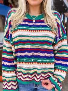 All In Multi-Colored Stripe Sweater