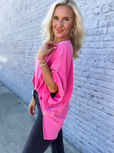 Remember This Pink Stud Embellished Top