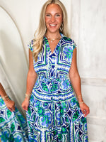 Load image into Gallery viewer, Reason I&#39;m Here Royal Blue Floral PINCH Maxi Dress
