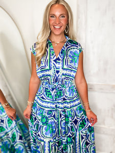 Reason I'm Here Royal Blue Floral PINCH Maxi Dress