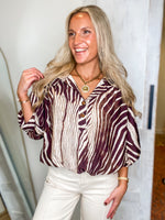 Load image into Gallery viewer, Brown Zebra Bubble Blouse
