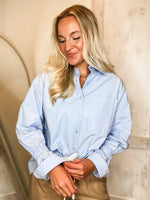 Load image into Gallery viewer, Breath Taker Baby Blue Button Down Blouse
