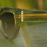 Load image into Gallery viewer, Thailand - Light Green Crystal Olive Gradient Diff Sunglasses - The White Lotus
