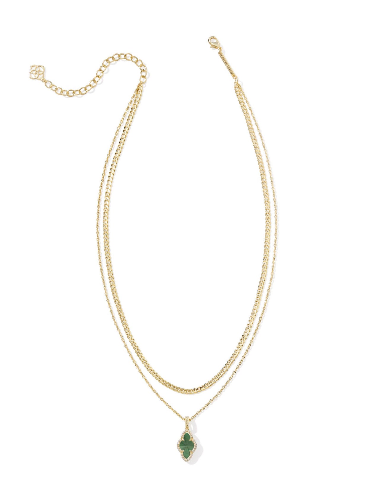 Abbie Green Illusion Gold Pave Frame Multi Strand Necklace