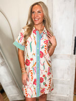 Load image into Gallery viewer, At Best Multi Floral Contrast Button Down THML Dress
